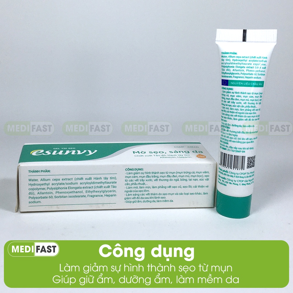 Kem ngừa sẹo Esunvy 15g - Giúp mờ sẹo - Sáng da - Tinfoscar từ thảo dược