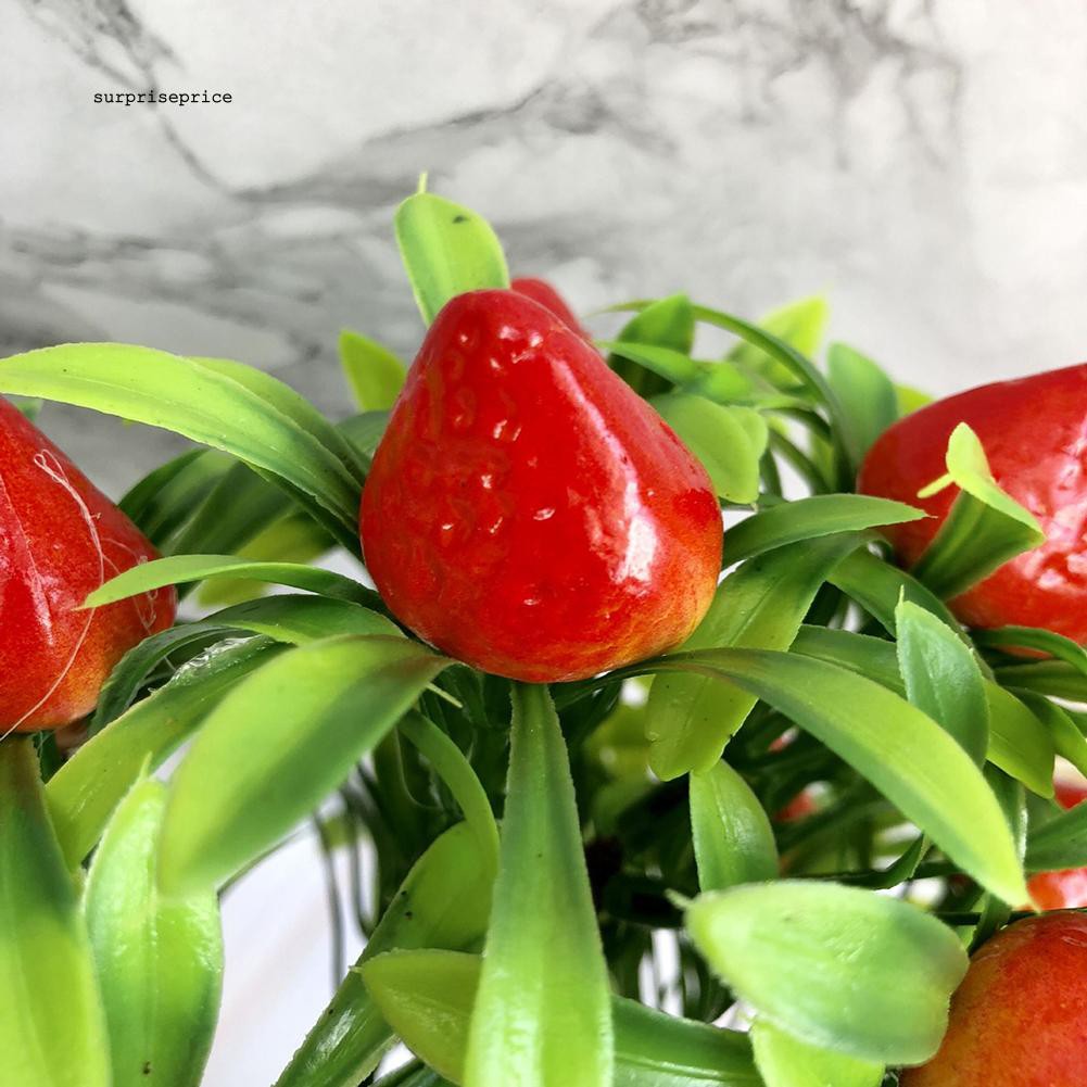 Bộ chậu cây dâu giả trang trí nội thất sân vườn