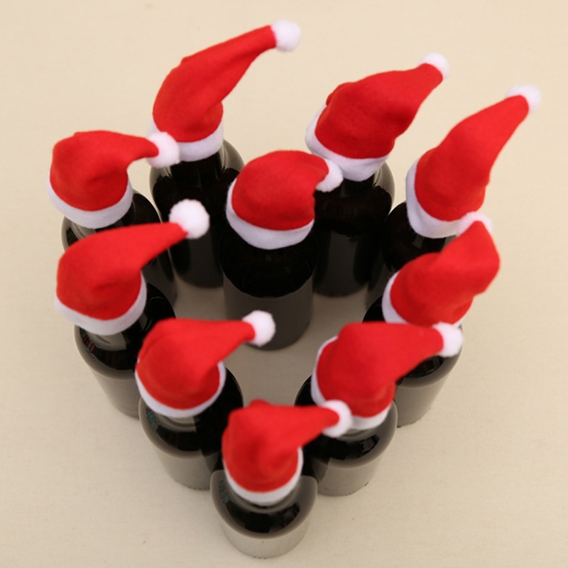 Set 30 Vỏ Bọc Chai Nước Hình Nón Ông Già Noel Màu Bạc