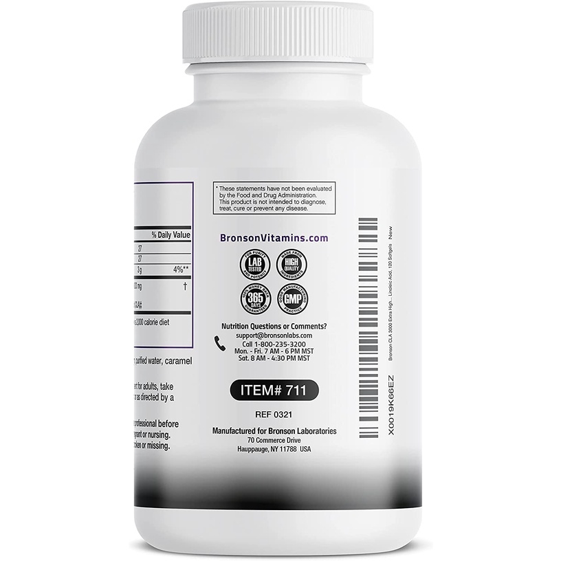 Bronson CLA 3000 Conjugated Linoleic Acid 2250mg - Viên uống giảm cân tự nhiên và tăng cơ bắp 120v