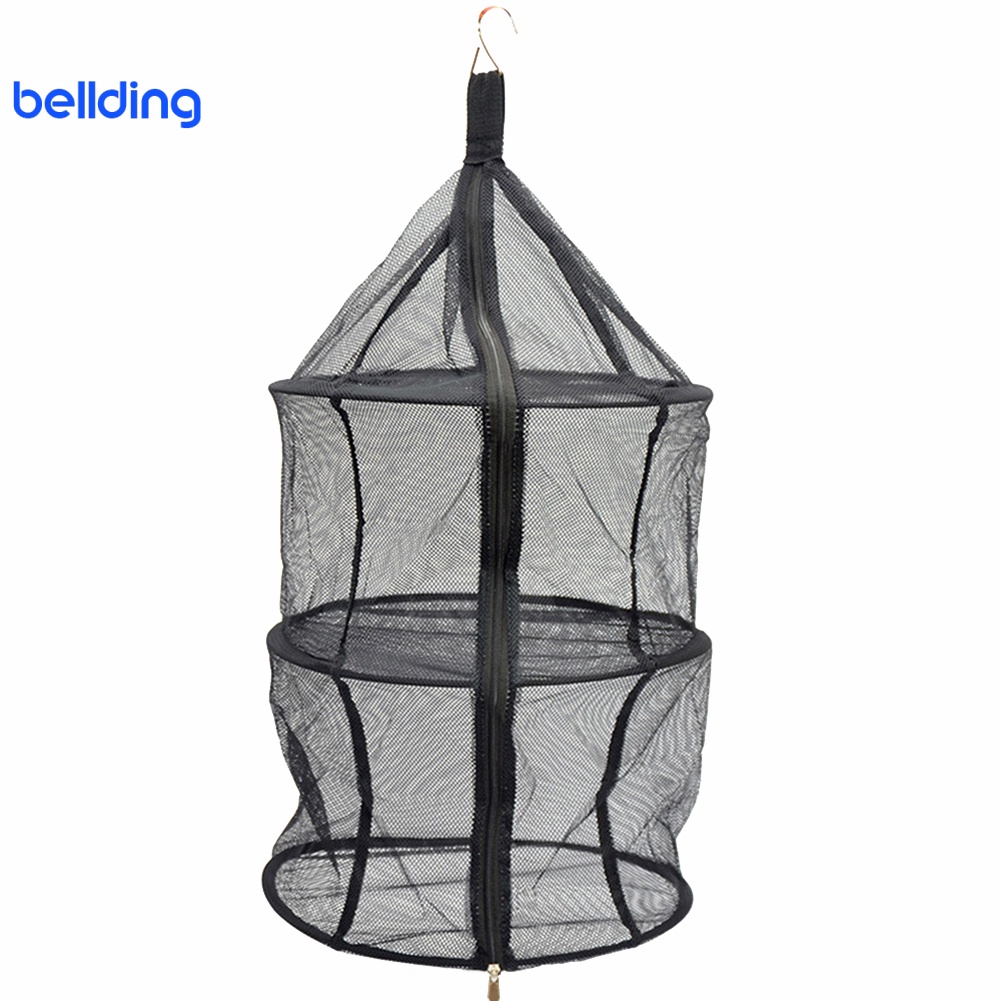 Túi lưới treo phơi đồ 3 tầng có giá đỡ