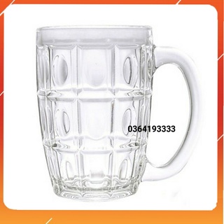 Bộ 6 Cốc thủy tinh có quai uống bia 300ml Quai52 ly thủy tinh trà đá