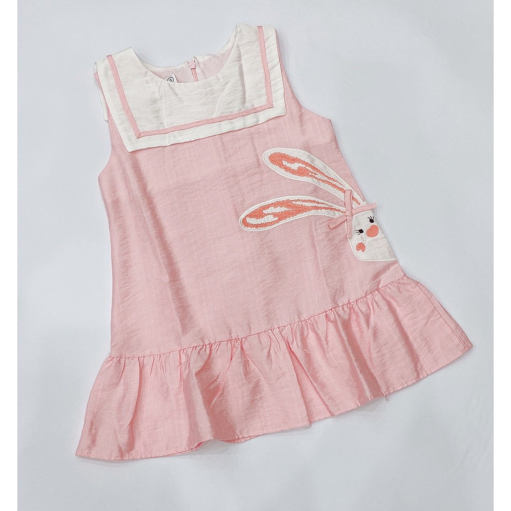Váy bé gái chất thô đũi hình thỏ hồng mềm mại thấm hút mồ hôi RIO hàng có sẵn kèm video