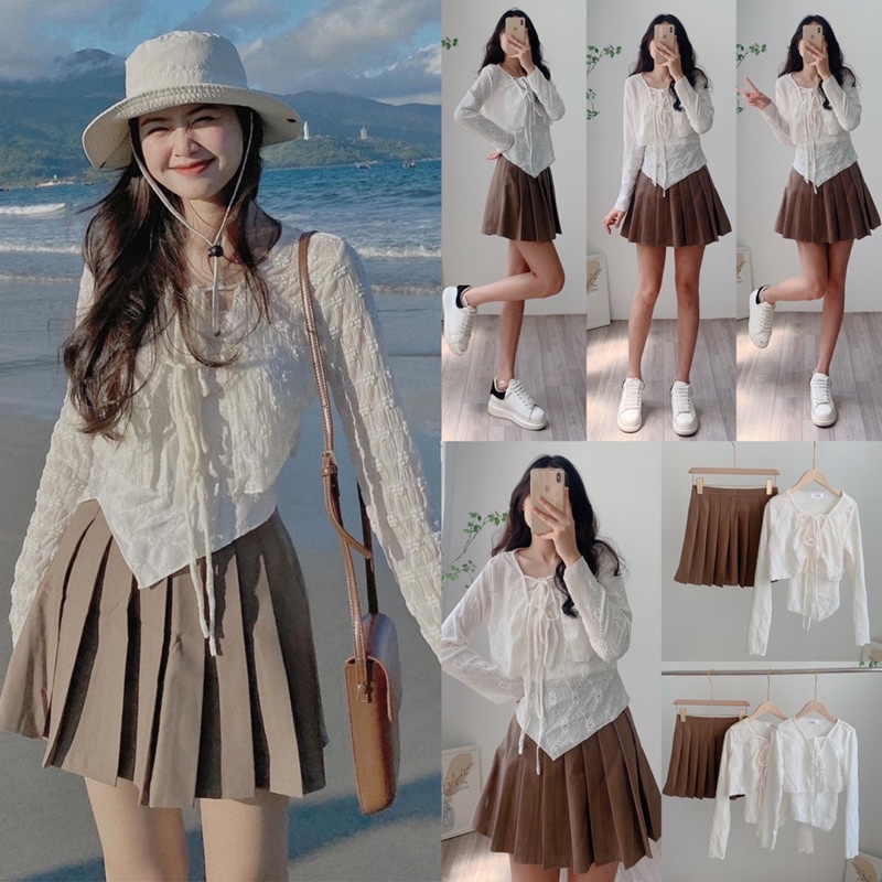 SÉT ÁO LƯỚI DÂY CỰC HÓT HÍT Set đồ Hàn Quốc xinh xắn