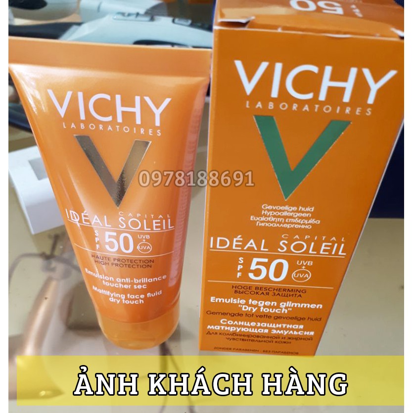 Kem Chống Nắng Vichy Capital Soleil SPF50 Face Dry Touch Không Gây Nhờn Rít Không Màu (50ml)