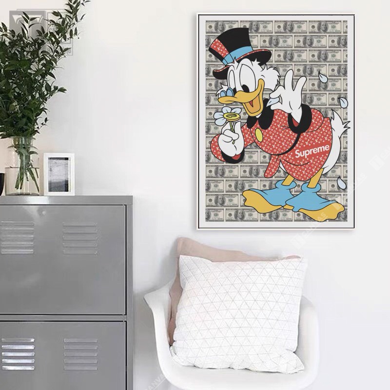 (Giá Xưởng) Tranh canvas treo tường, tranh hoạt hình, trang Vịt Donald ngộ nghĩnh đáng yêu HH01-06 (không kèm khung)