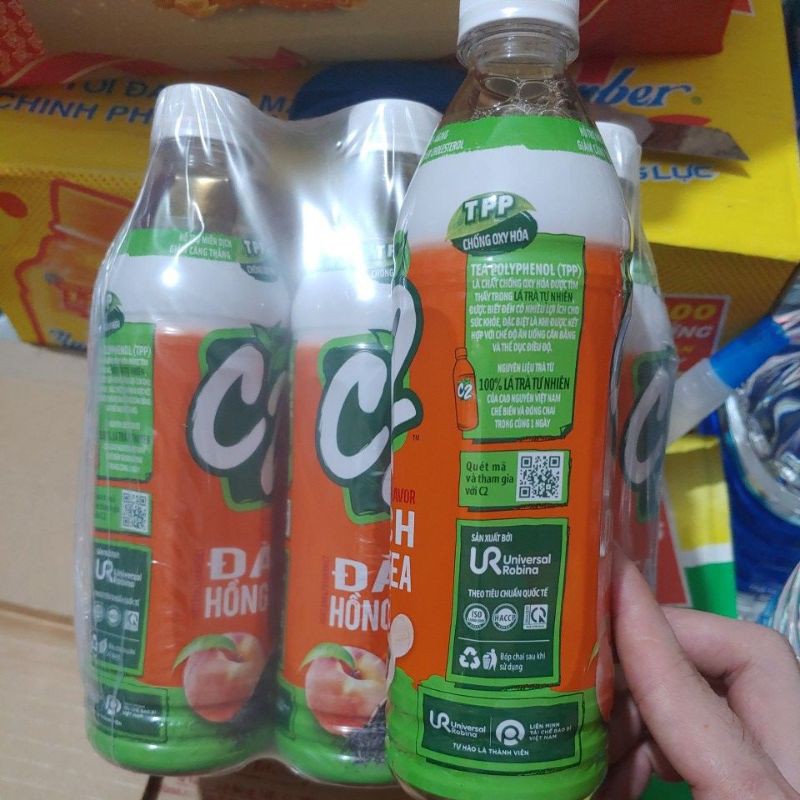 Trà C2 vị đào hồng trà chai 455ml