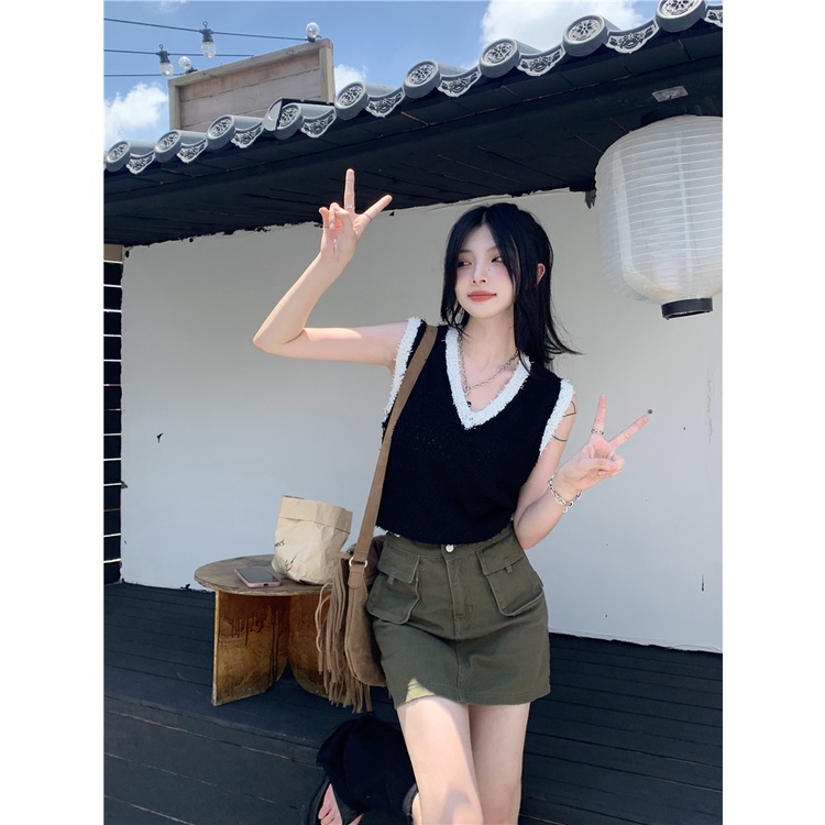 Chân váy jean Chữ A Lưng Cao Thời Trang Hàn Quốc