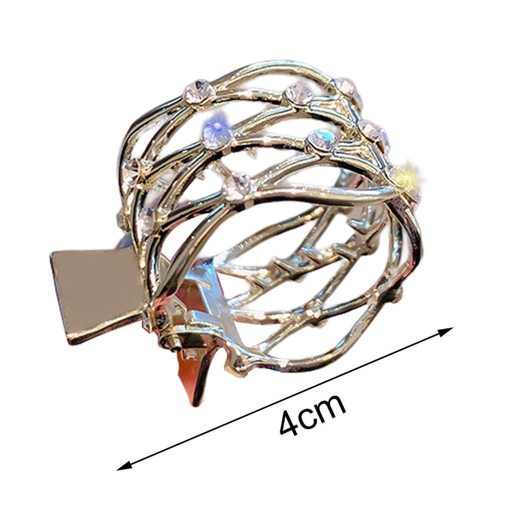 {Soltweter} Kẹp Tóc Càng Cua Cố Định Tóc Đuôi Ngựa Bằng Thép Không Gỉ Rỗng Đính Kim Cương Giả Lấp Lánh Tuyệt Vời Chống Trượt Tinh Tế