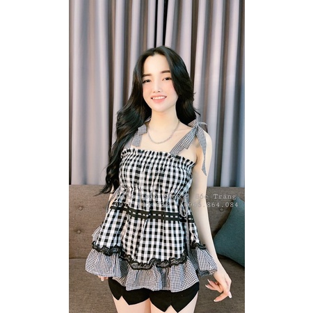 ÁO CARO CỘT NƠ VAI