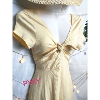 🌺DTB189011543 ĐẦM XÒE CỘT NƠ VÀNG🌺
