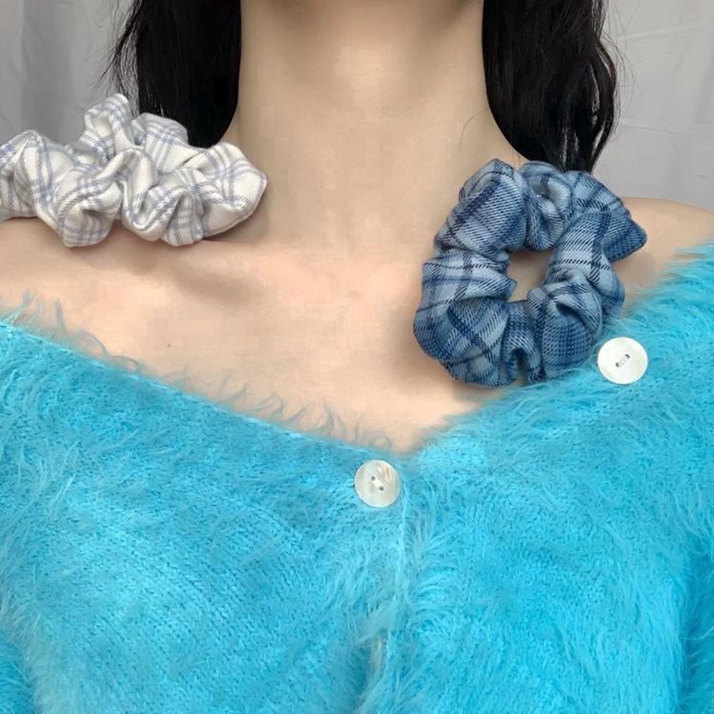 Dây Buộc Tóc Họa Tiết Ca Rô Phong Cách Hàn Quốc Xinh Xắn Dành Cho Nữ