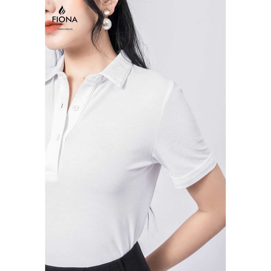 Áo thun nữ, bổ trụ mở khuy thân trước cửa tay lơ vê - F521183 [FIONA]