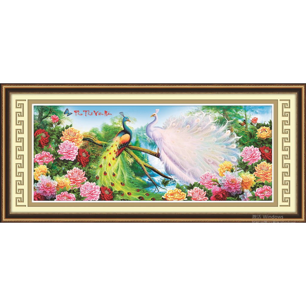 Tranh thêu chữ thập Công Phu Thê Viên Mãn Ailuo AL53516 |112x45cm| [Chưa thêu]