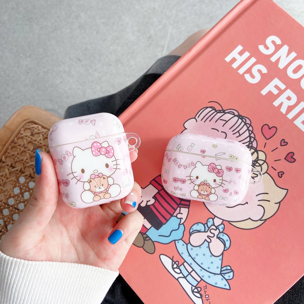 Vỏ Bảo Vệ Hộp Đựng Tai Nghe AirPods Pro/3gen/Airpods3 Pro2 Hình Hello Kitty Đáng Yêu