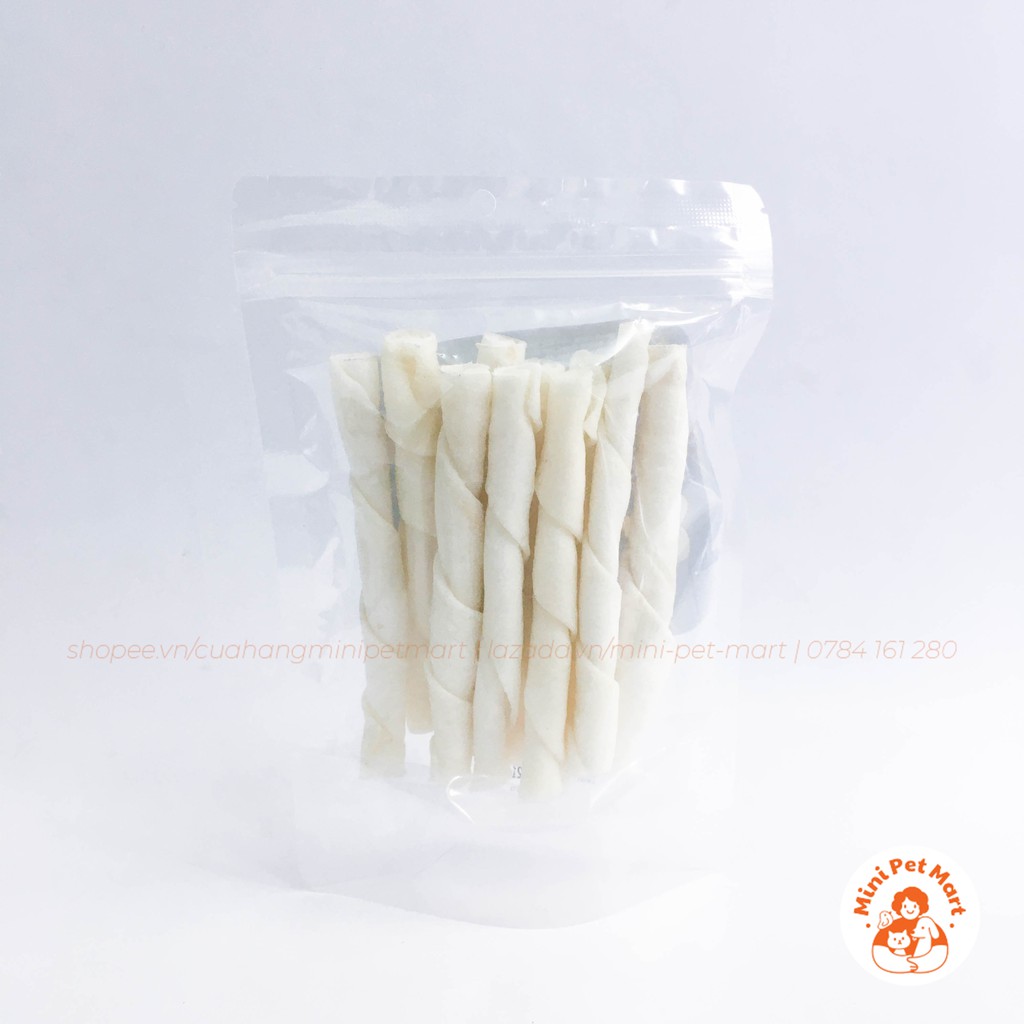 Xương gặm da bò TÀI HƯNG THỊNH 768 (10 cái) - bánh xương, snack, bánh thưởng, xương gặm cho chó