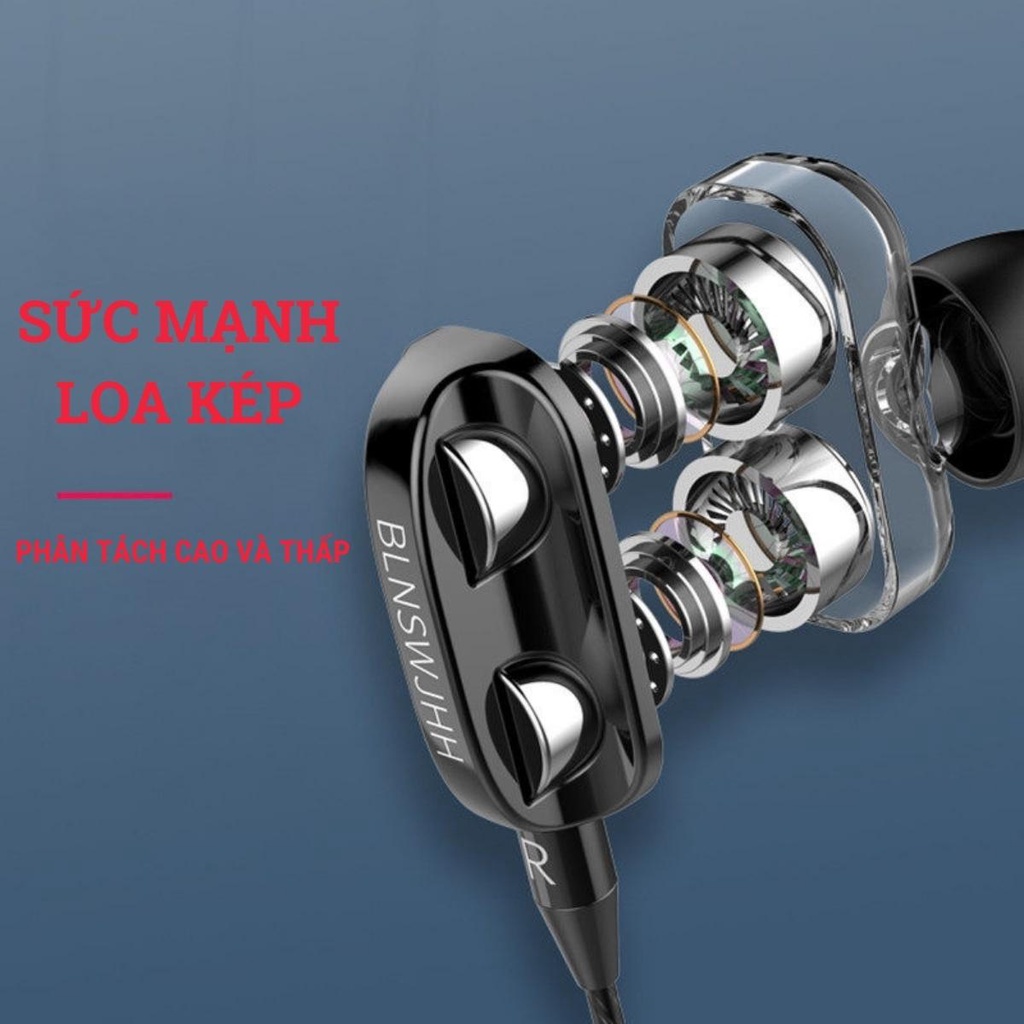 Tai nghe nhét tai có dây có mic lõi tứ cuộn dây chuyển động kép EOR X12 | Loa siêu trầm, tai nghe loa siêu trầm đa năng