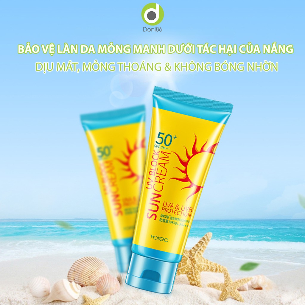 Kem chống nắng SPF50+ thẩm thấu nhanh, không màu, không bóng nhờn - doni86 - MP008