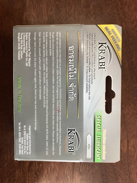 ⭐ Bao cao su Krabi Thái Lan các loại Siêu mỏng, Gân gai, Kéo dài thời gian Hộp 12cái