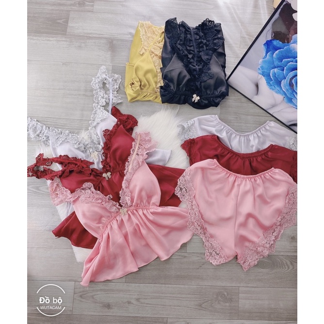 Đồ ngủ sexy nữ gợi cảm, Đồ bộ nữ cao câp ren sexy có mút ngực tăng đơ điều chỉnh