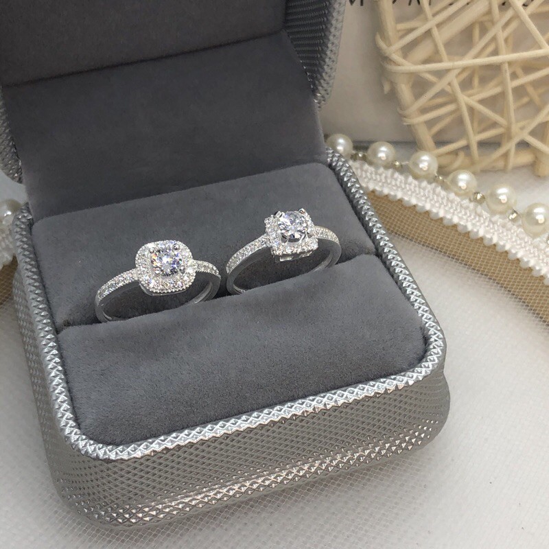 Nhẫn kiểu vuông cánh lượn NGỌC MẬU bạc ta