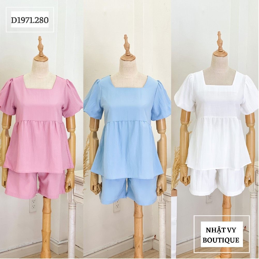 Set bộ form babydoll cổ vuông - D1971