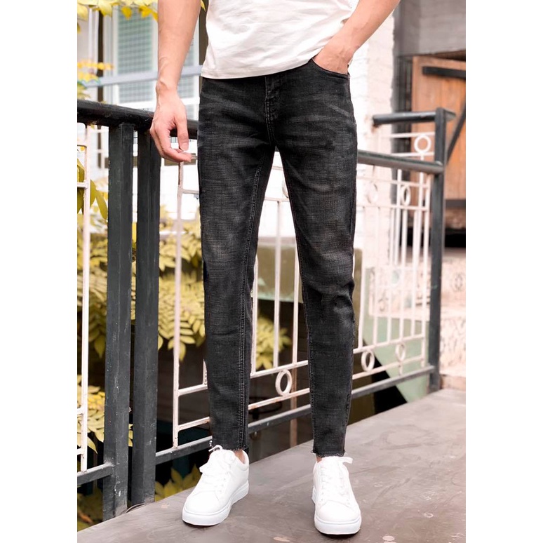 Quần Jeans Nam Đen Xước Phong Cách 2STOREGLE Thời Trang Hàn Quốc Chất Đẹp