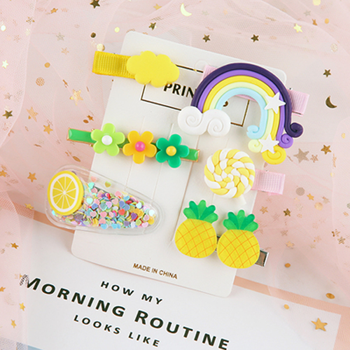 XiaoboACC Set 6 Kẹp Tóc Hình Trái Cây/ Cầu Vồng Xinh Xắn Cho Nữ