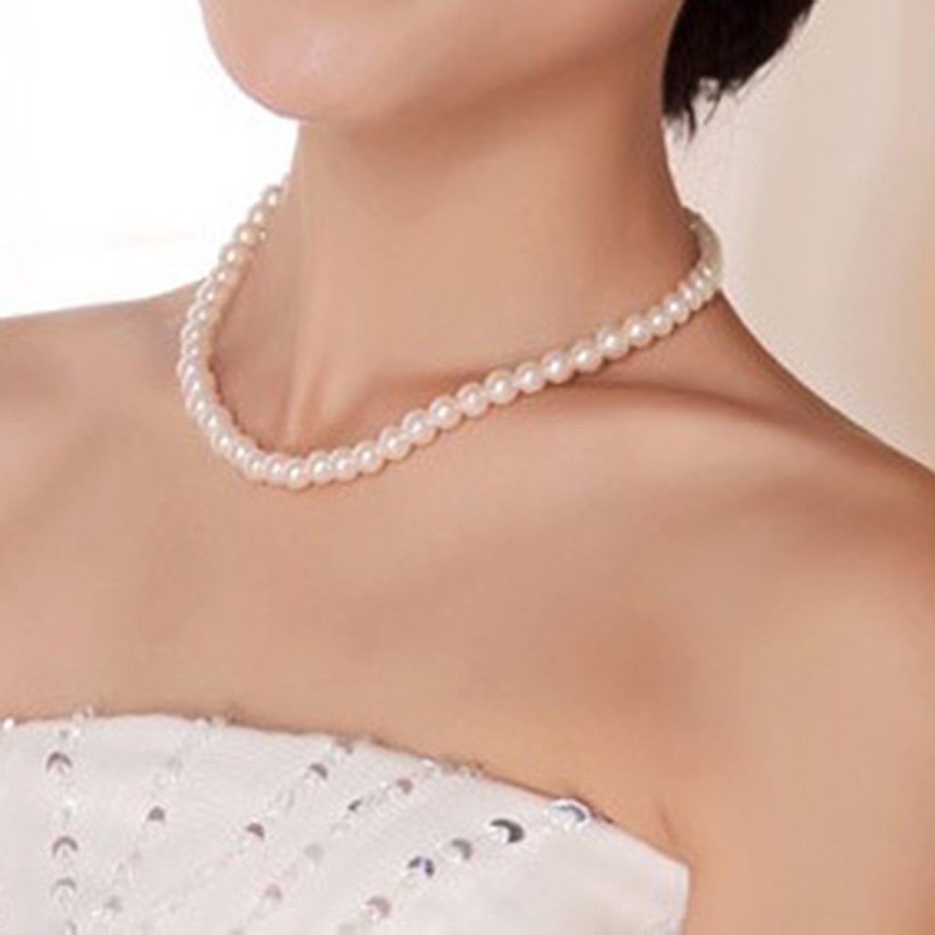 Vòng cổ đính ngọc trai giả 8mm thanh lịch cho nữ