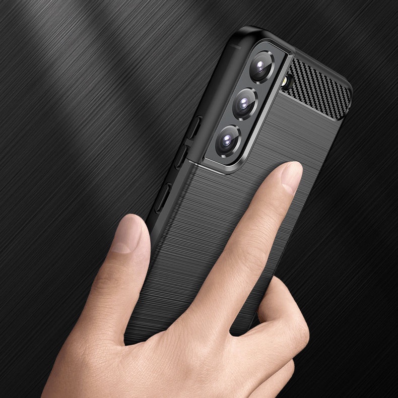 Ốp lưng dẻo Samsung S21 Fe 5G, S22 5G, S22 Plus 5G, S22 Ultra 5G vân sợi cacbon chống sốc, chống vân tay Rugger Amor