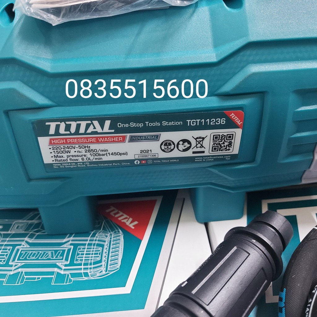 MÁY RỬA XE TOTAL TGT11236 CHÍNH HÃNG 1500W  TẶNG BÌNH BỌT TUYẾT  TOTAL INGCO 1500W
