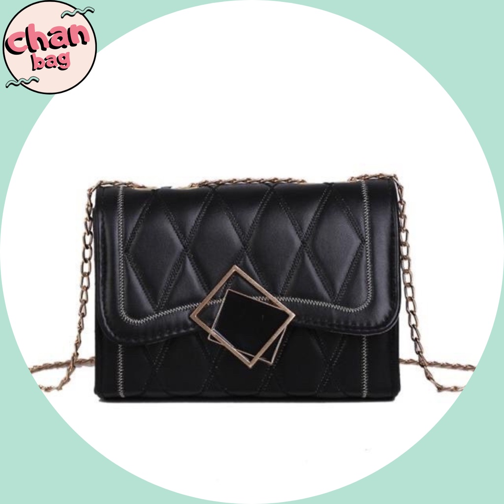 Túi Xách Đeo Vai Khóa Vuông Phối Viền Hàn Quốc Siêu Sang, Túi Xách Nữ Đeo Chéo Dây Xích Mẫu Mới Nhất -CB045