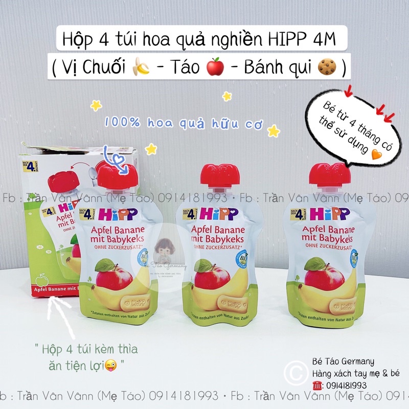 HỘP 4 GÓI HOA QUẢ NGHIỀN HIPP ( 𝗛𝗮̀𝗻𝗴 đ𝗶 ✈️ 𝗱𝗮𝘁𝗲 𝗺𝗼̛́𝗶 )