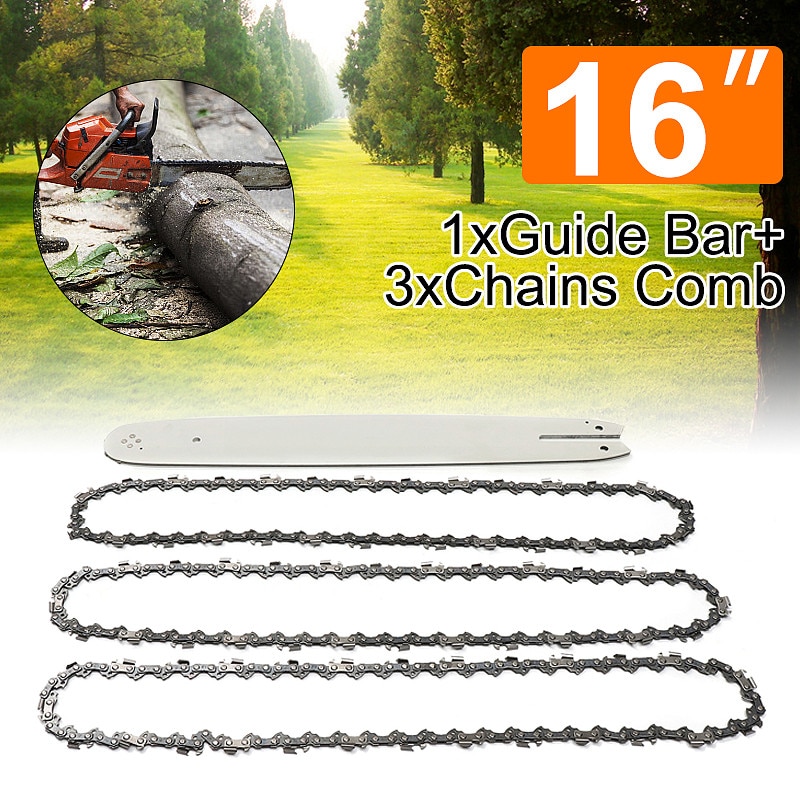 Thanh Cưa Xích 16 Inch Kèm 3 Dây Xích 3 / 8lp 050 "Cho Stihl 009 012 021 E180 Ms180 Ms190