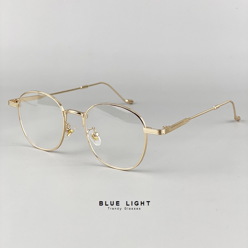 Gọng Kính Cận, Kính Mắt Giả Cận Nam Nữ, Mắt Vuông Gọng Full Kim Loại, Màu Bạc, Đen, Vàng Hàn Quốc - BLUE LIGHT