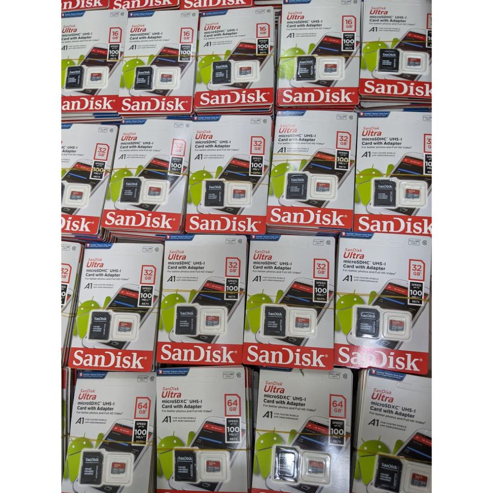 Thẻ nhớ sandisk 64GB /32Gb/16GB/8GB dùng điện thoại, máy ảnh - Thẻ nhớ tốc độ cao Class 10 Ultra 667x 100MB/s -BH 5 năm