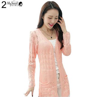 Áo khoác đan len nữ dáng dài