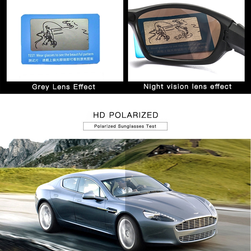 Kính râm gọng vuông phân cực phong cách thể thao dùng lái xe ban đêm cho nam và nữ