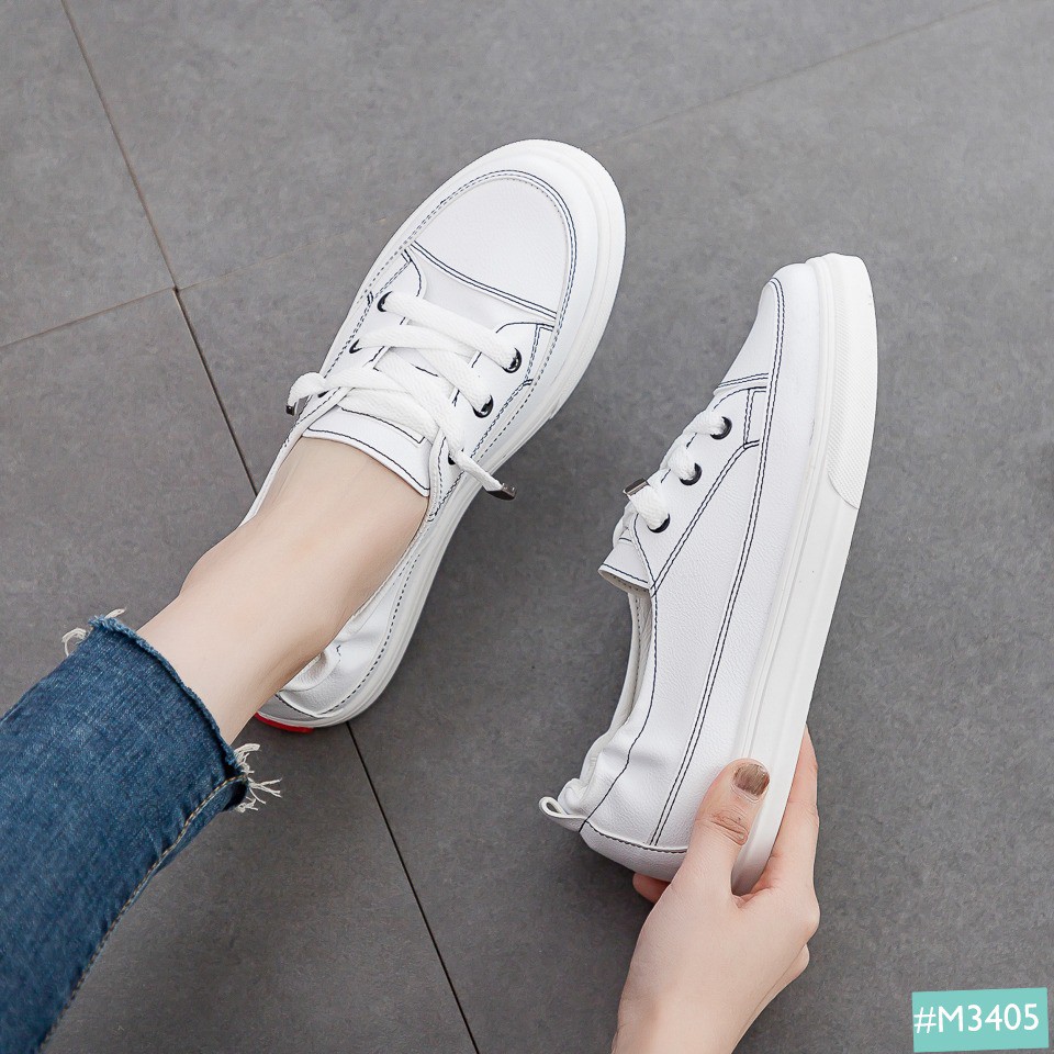 Giày Bata Nữ Trắng Slip On MINSU M3405 Phong Cách Giày Thể Thao Sneaker Lười Nữ Hàn Quốc Tối Giản Khi Mix Đi Học Đi Chơi | BigBuy360 - bigbuy360.vn