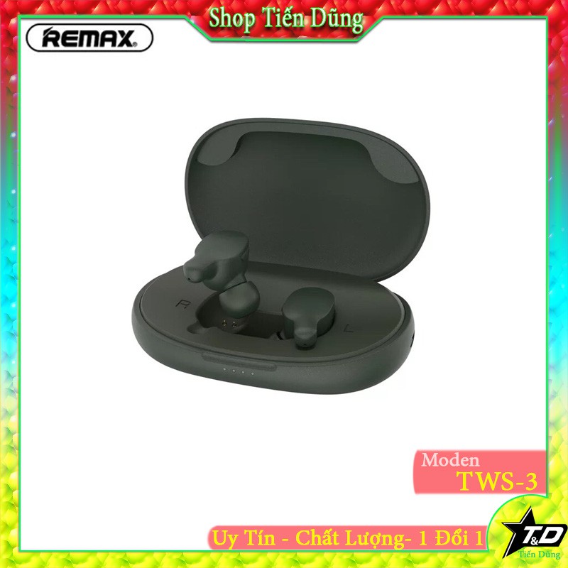 TAI NGHE BLUETOOTH REMAX TWS-3 VỚI 2 TAI KÈM ĐỐC SẠC 2000mAh CHO THỜI GIAN NGHE NHẠC HƠN 4H ÂM THANH CHẤT
