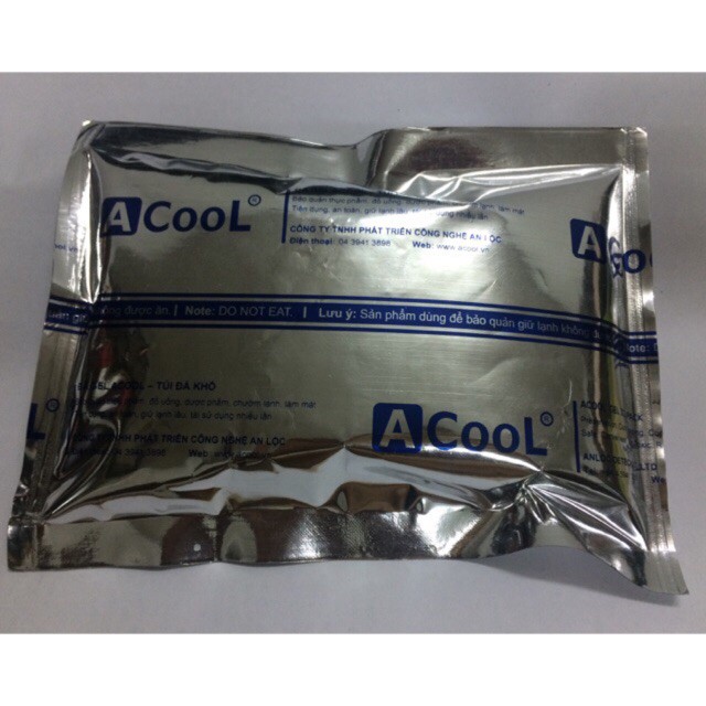 Đá khô giữ nhiệt Acool dạng gel - túi tráng bạc 350g - Dùng bảo quản lạnh thực phẩm, đồ uống, sữa mẹ 95