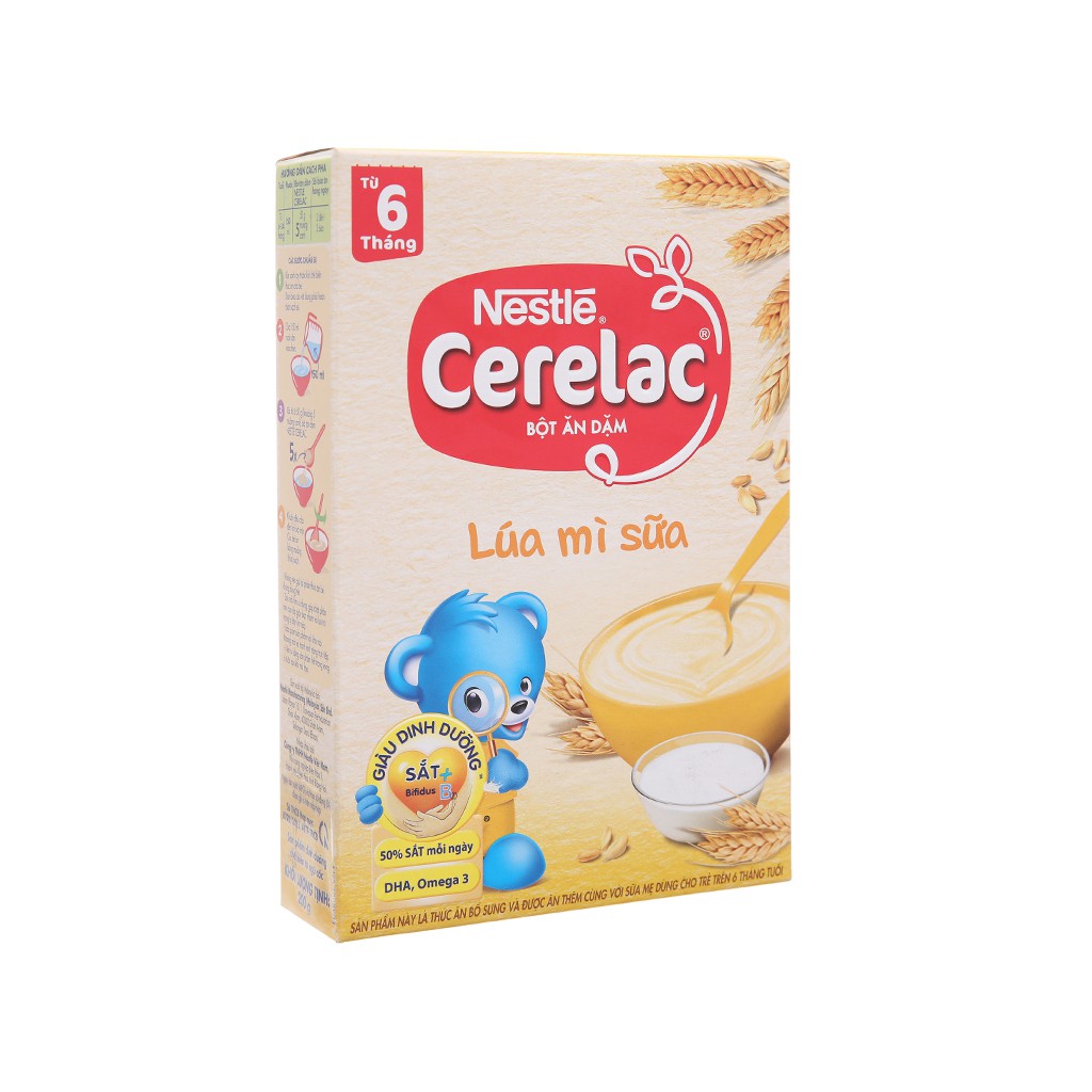 Bột ăn dặm Nestlé Cerelac lúa mì sữa hộp 200g (từ 6 tháng)