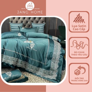 Bộ chăn ga gối lụa satin cao cấp, Sét 5 món chăn ga gối chất lụa satin mềm mại không bám bụi - Tặng kèm vỏ gối ôm