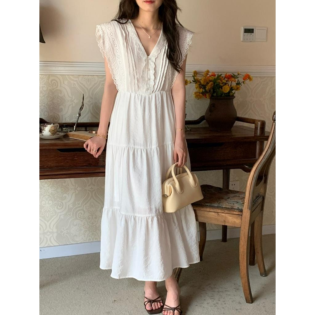 Đầm Ren Không Tay Lưng Cao Cổ V Thời Trang Quý Phái 61773