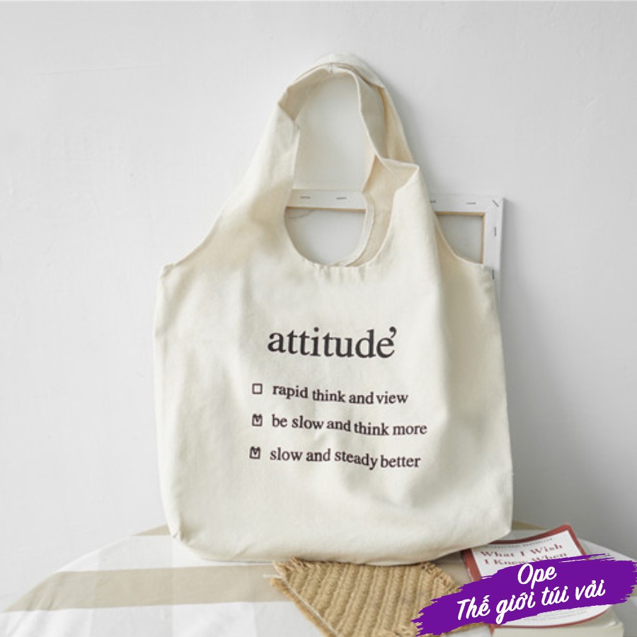 Túi tote canvas attitude' Hàn Quốc siêu hot