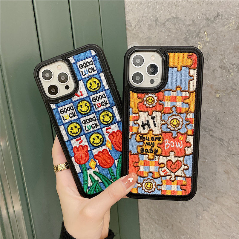 Ốp Điện Thoại Thêu Hình Hoa tulip Chống Rơi Cho iphone 14 pro max 13 pro max 11 / 12pro max 12 xs max