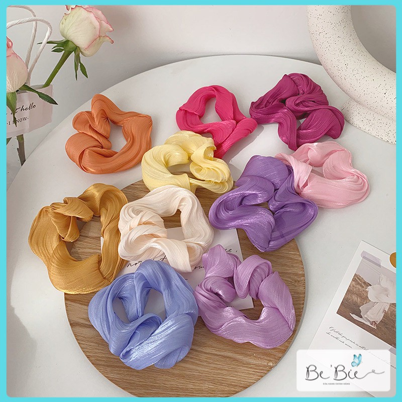 Scrunchies lụa xatin ánh nhũ dễ thương BeBie BP169