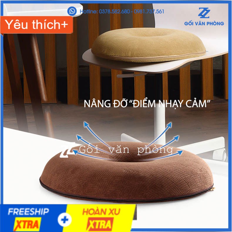 Gối (Nệm) Lót Ghế Cao Su Non Cho Người Bệnh Trĩ ZURI PILLOW - GLM06 Chống Ê Nhức Mông, Đau Xương Cụt.