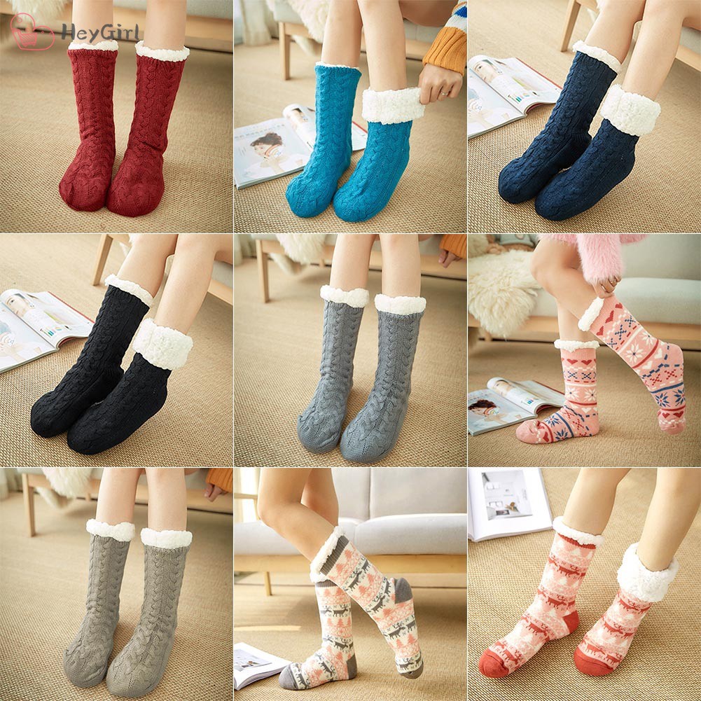 1Pair Warm Ultra-Plush Slipper Socks Thick Anti Slip Indoor Floor Ankle Sock