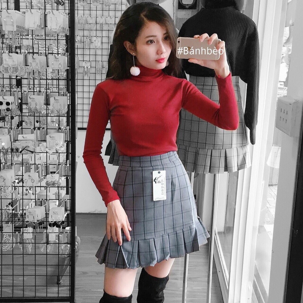 Áo cổ lọ thun lụa bao đẹp U03010